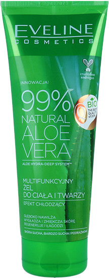 Eveline 99% Natural Aloe Cera Multifunkcyjny Żel Aloesowy Do Ciała I Twarzy Efekt Chłodzący 250ml