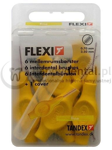 Tandex Flexi 6szt. BOX 0.70-3.5mm (ŻÓŁTE) - pudełko 6 szczoteczek międzyzębowych