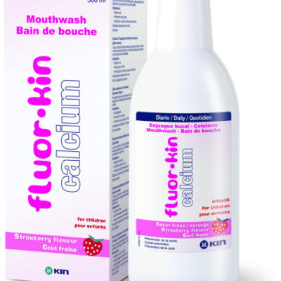 KIN fluorKIN Calcium płyn przeciw próchnicy zębów dla dzieci, 500 ml truskawka 1181-uniw