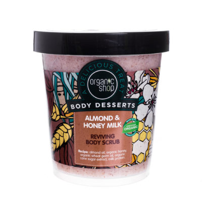 Organic Shop Body Desserts Almond & Honey Milk Reviving Body Scrub Odżywczy peeling do ciała o zapachu migdałów i miodowego mleka 450ml Organic S